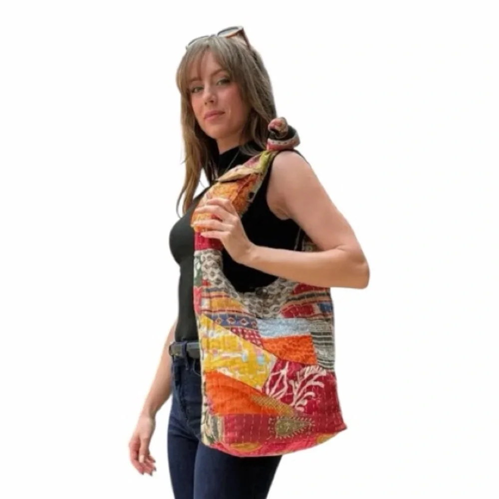 Kathmandu Collection Kantha Colorful Patchwork Hobo Bag NWT
